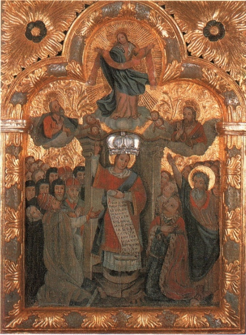 Ikona Matki Bożej Opieki z cerkwi p.w. Narodzenia Najświętszej Maryi Panny w Gorajcu. Wśród osób oddających się w opiekę Maryi ukazane zostały postacie króla Jana III i królowej Marii Kazimiery. Ikona pochodzi z przełomu XVII i XVIII wieku. Obecnie ikona jest przechowywana w Fundacji św. Włodzimierza Chrzciciela Rusi Kijowskiej w Krakowie. 