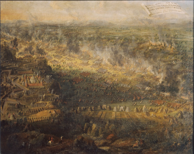 Olej na płótnie. Bitwa pod Lwowem jest jednym z ośmiu znajdujących się w zbiorach Wittelsbachów w Schleissheim i w Monachium obrazów ukazujących zwycięskie bitwy Jana III Sobieskiego. Szeroki panoramiczny widok wyjątkowo gęsto pokryty jest wyobrażeniami obozów, zabudowań i walczących oddziałów. Główna linia walk przecina diagonalnie całą kompozycję. Po jej lewej stronie, na bliższych planach ukazano obóz polski rozlokowany na wzniesieniu wokół miasta. W jego centralnej części wyróżnia się zespół namiotów należących do króla Jana III.