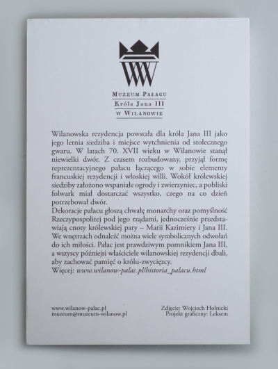 Biała kartka papieru z tekstem. U góry logotyp Muzeum Pałacu Króla Jana III Sobieskiego. 