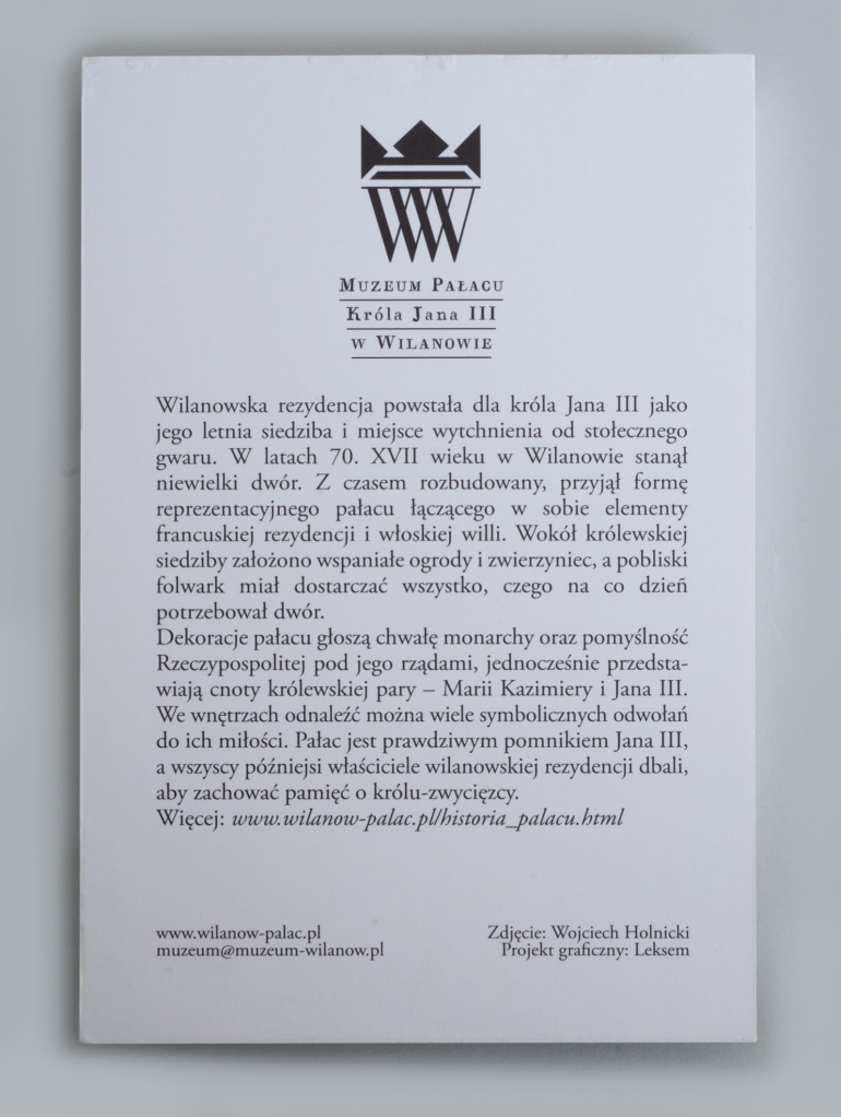Biała kartka papieru z tekstem. U góry logotyp Muzeum Pałacu Króla Jana III Sobieskiego. 